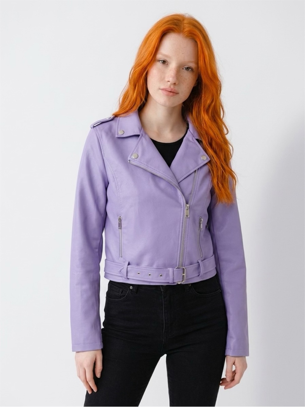 Fashion Nova Lavender Moto Faux Leather Jacket Women’s Size XL